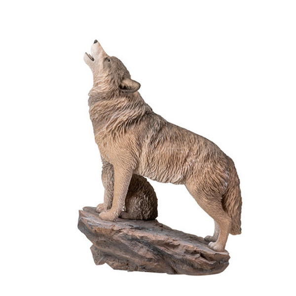 Howling Wolves Sculpture on canyon rock with cub trophy statue artwork